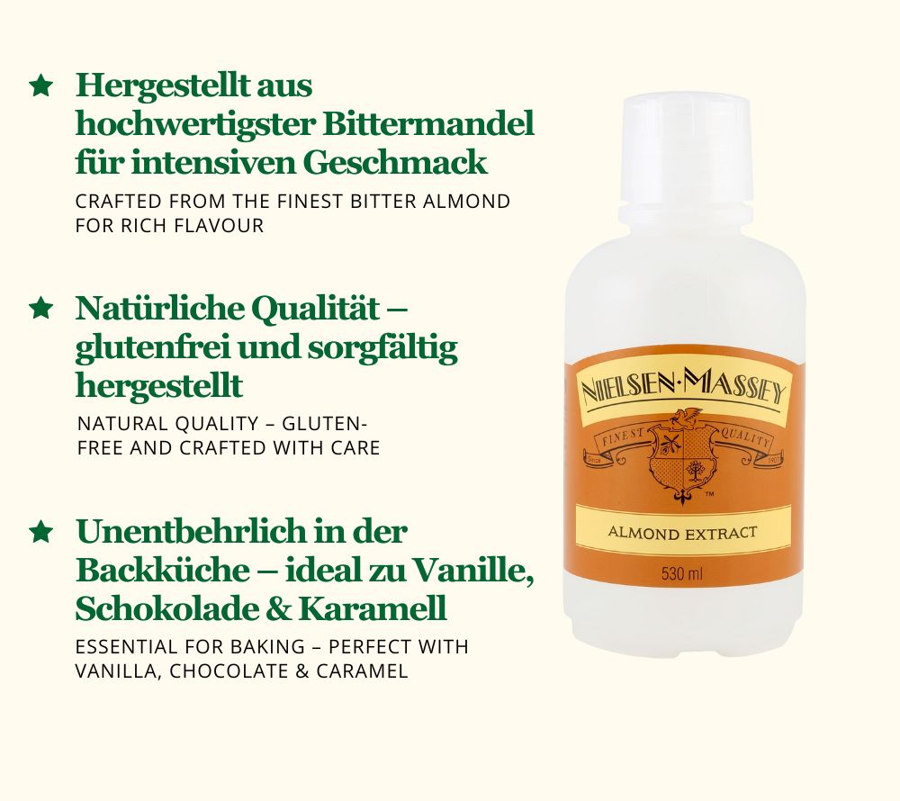 
                  
                    Natürlicher Mandelextrakt ✓ Zum Backen & Kochen ✓ Verfeinert Backwaren, Glasuren & Nachspeisen ✓ Nussiger Geschmack » Jetzt probieren! 
                  
                