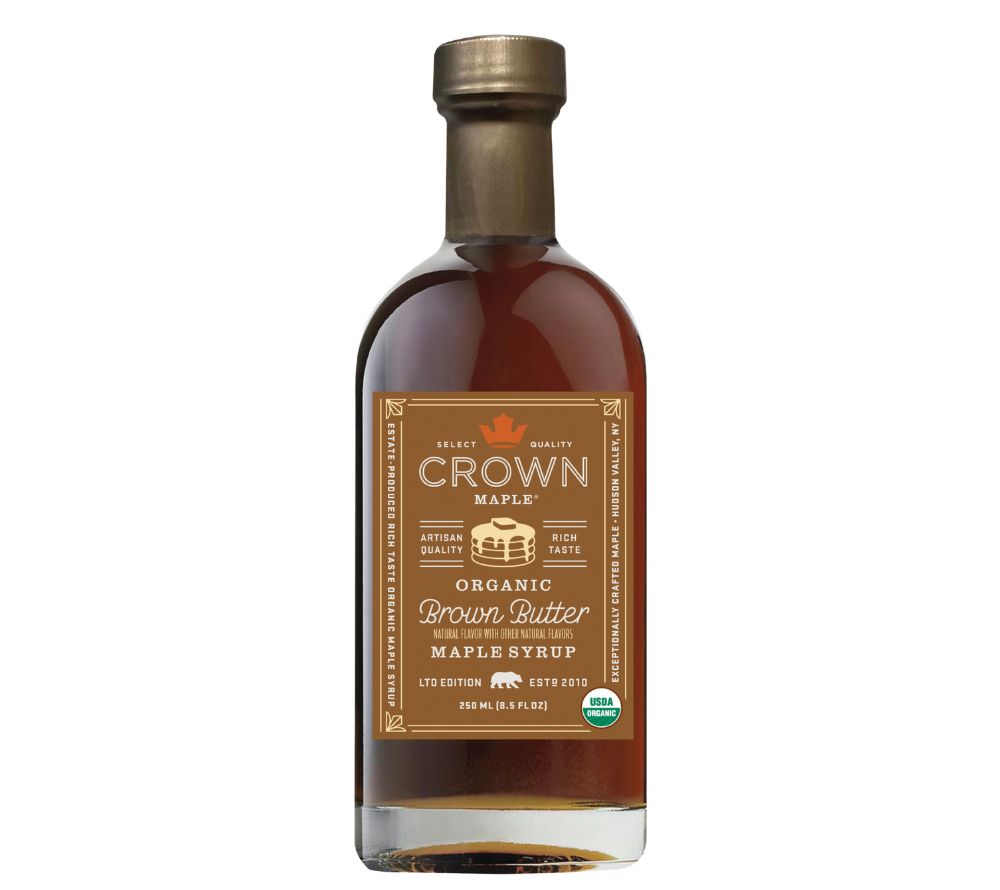 
                  
                    Crown Maple Brown Butter Flavor Maple Syrup – Bio-Ahornsirup mit buttrigem Karamellaroma. Perfekt für Pancakes, Desserts, Backen & Kaffee. Organic, Kosher, Non-GMO.
                  
                