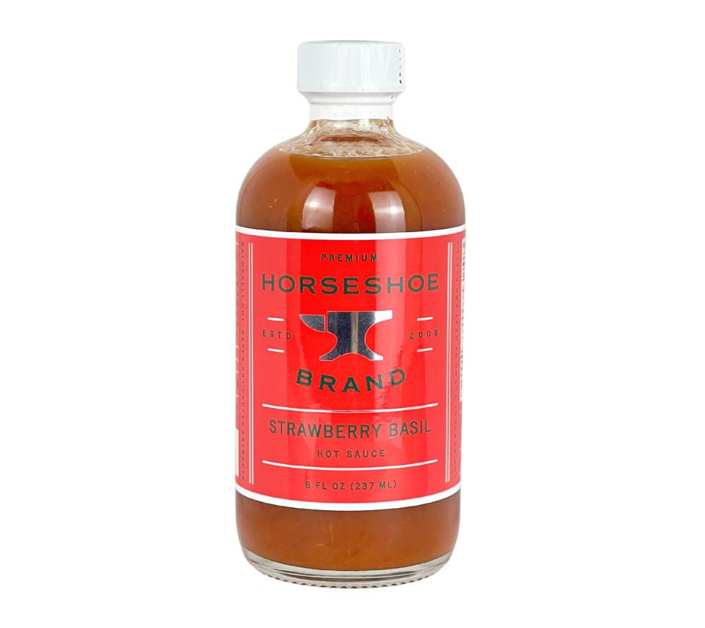 Strawberry Basil Hot Sauce von Horseshoe Brand (237 ml Glasflasche)