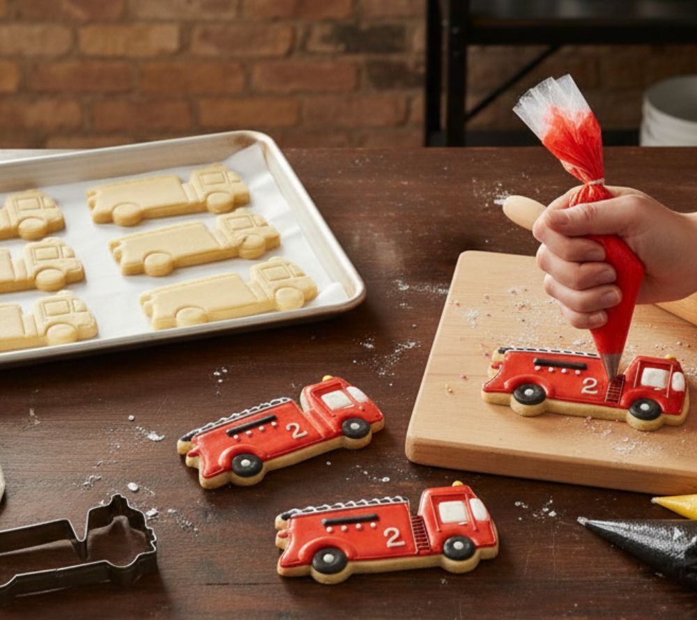 Everly Grace Cookie Cutter Fire Truck New York (13 × 6,4 × 2,5 cm) – hochwertige Ausstechform für Kekse, Plätzchen & Mürbeteig. Ideal für USA-Fans.