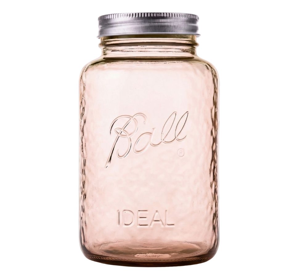 Ball Mason Jar Pink Quart: Stilvolles 32 oz Glas in Roséoptik. Ideal für Vorrat, Deko, DIY & Geschenke mit luftdichtem Verschluss. Jetzt bei American Heritage!