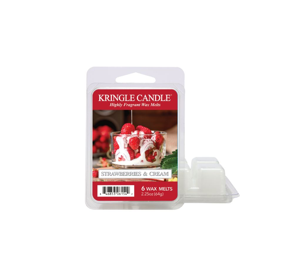 Kringle Candle Wax Melt Strawberries & Cream – süßer Frühlingsduft nach Erdbeeren, Sahne & Blüten
