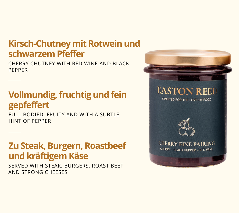 Krisch-Chutney mit Rotwein und schwarzem Pfeffer - zu Steak, Burgern und mehr