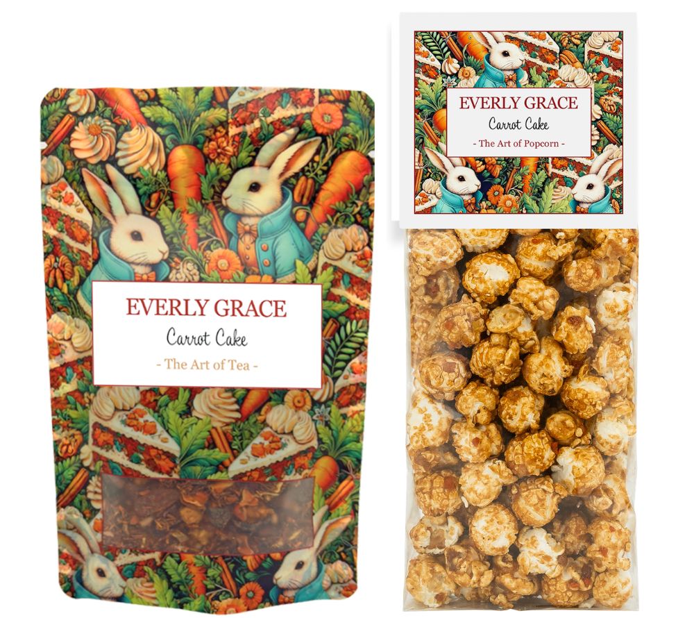 Carrot Cake Set von Everly Grace (1x Carrot Cake Tea und 1x Carrot Cake Popcorn)