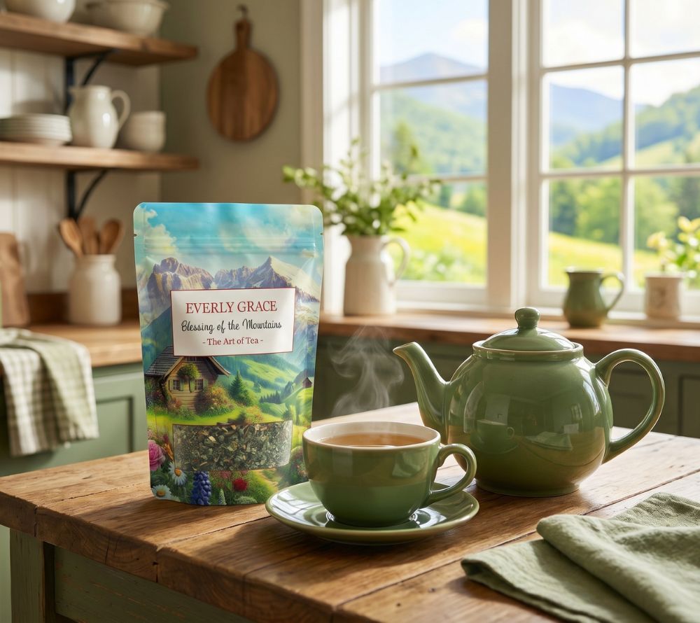 Blessing from the Mountain Tea: Bio-Kräutertee mit Blüten. Koffeinfrei, ohne Aromen – harmonisch & ideal für entspannte Genussmomente. Jetzt probieren!