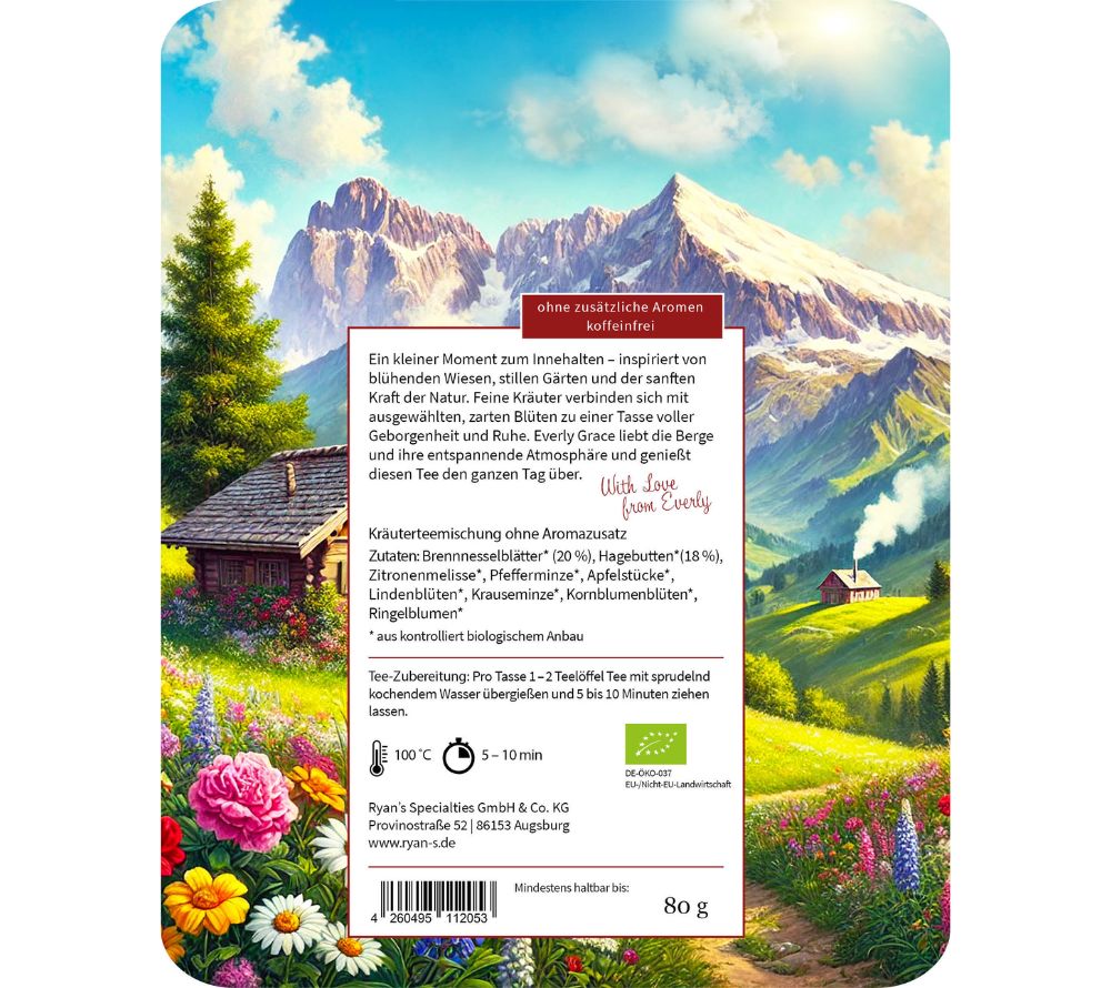 Blessing from the Mountain Tea: Bio-Kräutertee mit Blüten. Koffeinfrei, ohne Aromen – harmonisch & ideal für entspannte Genussmomente. Jetzt probieren!