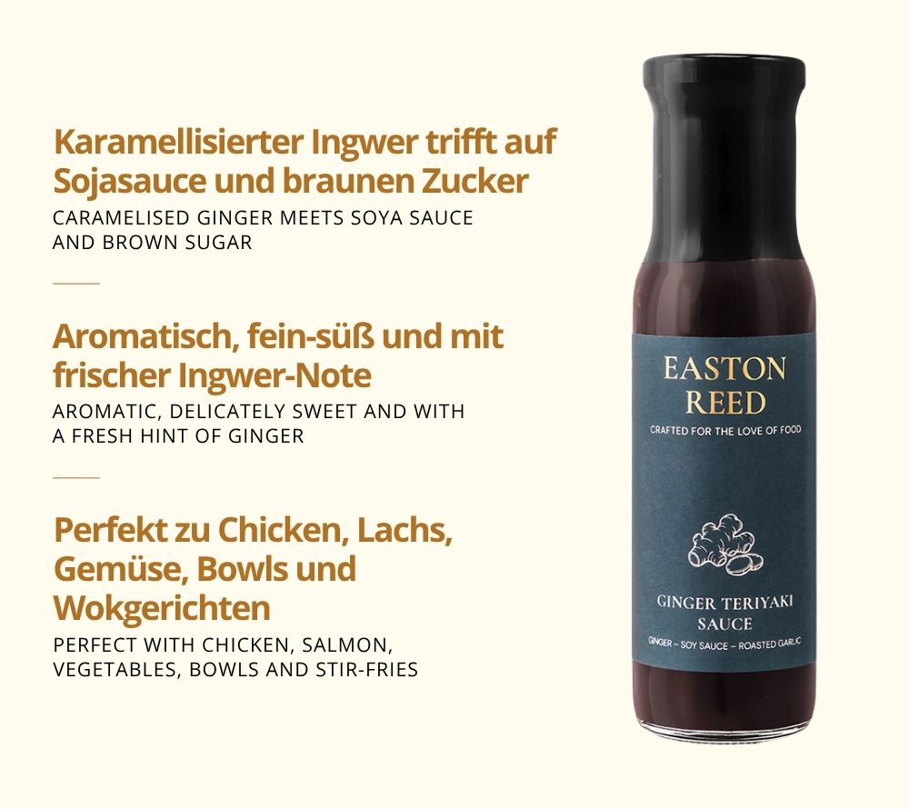 Karamellisierter Ingwer trifft auf Sojasauce und braunen Zucker - zu Chicken, Lachs, Wokgerichten und mehr