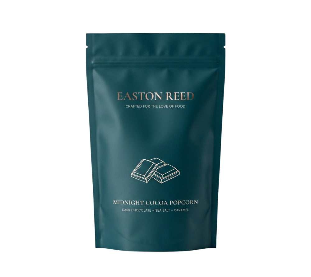 Midnight Cocoa Popcorn von Easton Reed, edles Gourmet Popcorn in einer edlen Verpackung