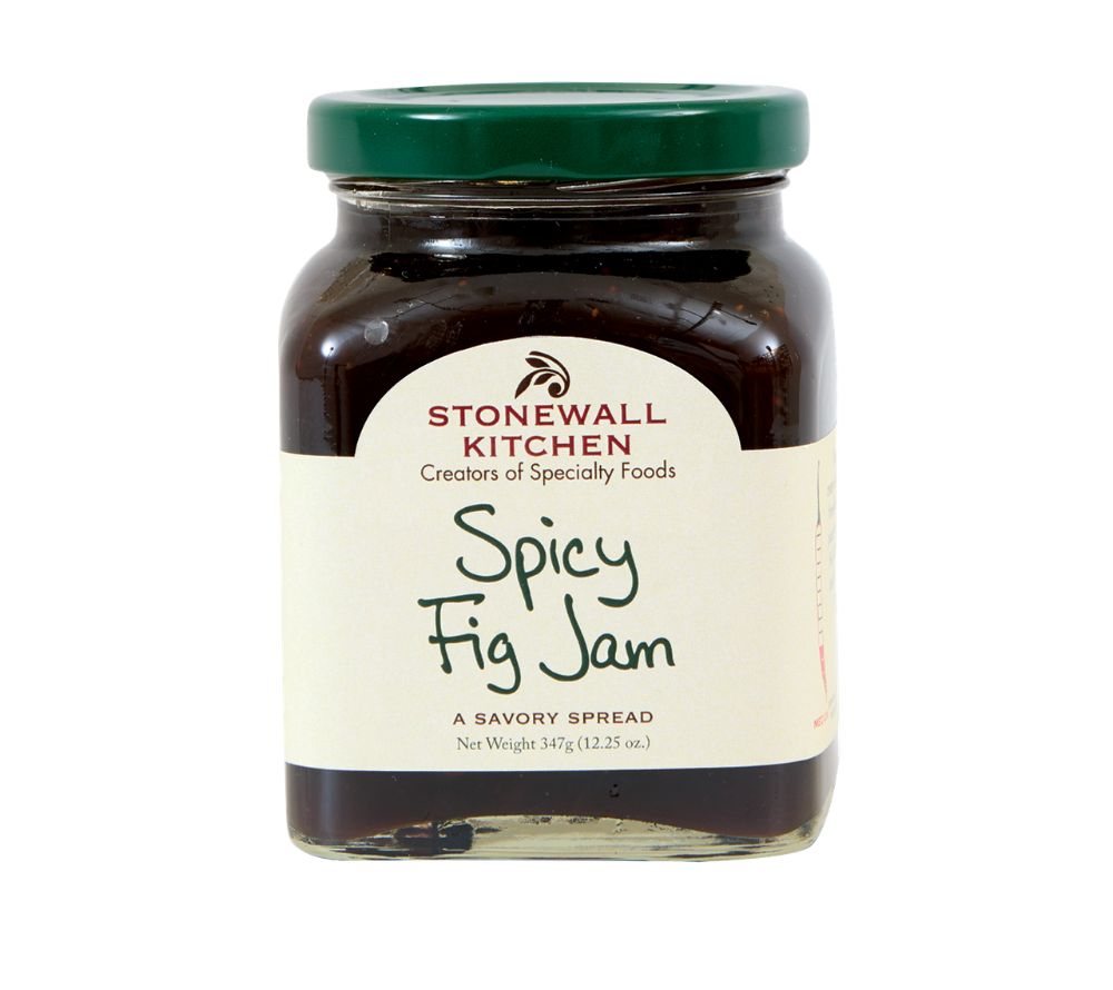 Stonewall Kitchen Spicy Fig Jam – fruchtige Feigenkonfitüre mit Äpfeln und Habanero-Chilis. Ideal zu Käse, Charcuterie, Sandwiches, Burgern und BBQ.