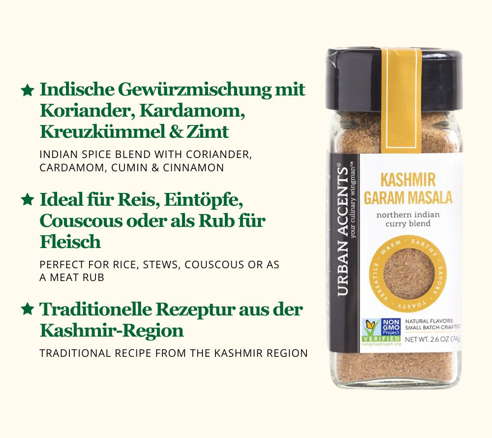 Authentisch indisch: die Gewürzmischung Kashmir Garam Masala besteht aus Koriander, Kardamom, Kreuzkümmel, Zimt sowie sechs weiteren Gewürzen.