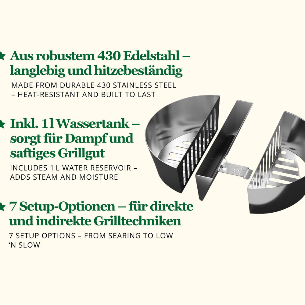 
                  
                    Slow 'N Sear® FireBaskets+ ☆ 2-in-1 Kohlekörbe & Wassertank ☆ Für Low & Slow oder Searing ☆ Mehr Kohle, mehr Dampf, mehr BBQ-Geschmack! ☆ Jetzt kaufen!
                  
                