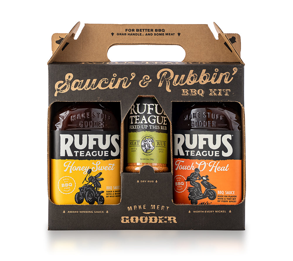 Rufus Teague Geschenkset Saucin' & Rubbin' (Honey Sweet und Touch O' Heat BBQ Sauce)