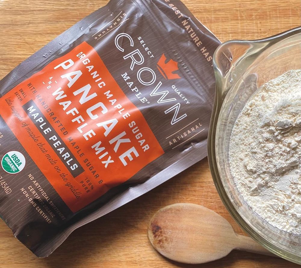 Organic Maple Sugar Pancake Mix von Crown Maples ☆ Hergestellt mit 100 % biozertifiziertem Ahornsirup ☆ für den perfekten Start in den Tag