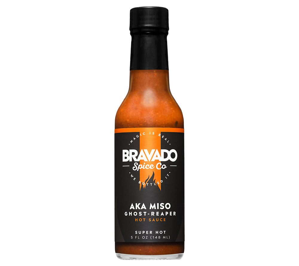 Aka Miso Ghost Reaper Hot Sauce ☆ Mit feurig scharfen Ghost Reaper Chilis ☆ Scharfe Sauce von Bravado Spice Co.
