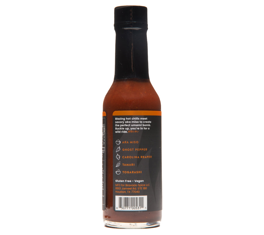 Aka Miso Ghost Reaper Hot Sauce ☆ Mit feurig scharfen Ghost Reaper Chilis ☆ Scharfe Sauce von Bravado Spice Co.