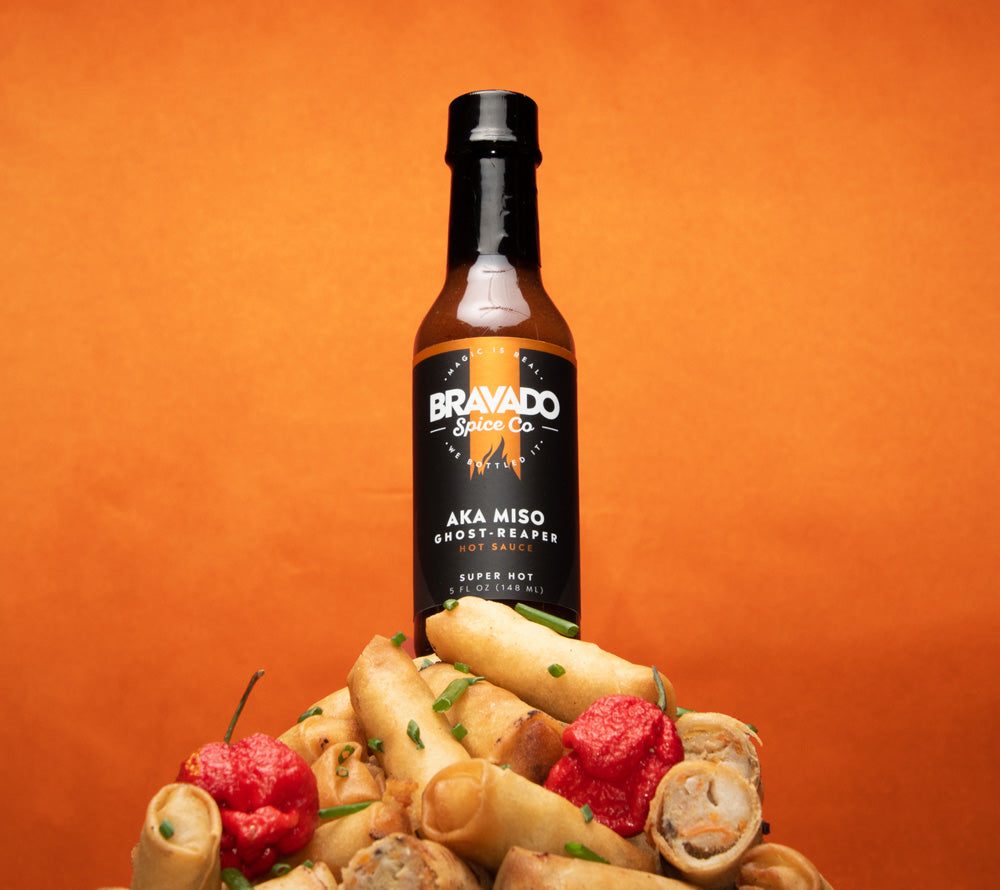 Aka Miso Ghost Reaper Hot Sauce ☆ Mit feurig scharfen Ghost Reaper Chilis ☆ Scharfe Sauce von Bravado Spice Co.