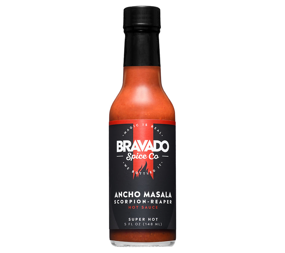 Ancho Masala Scorpion Reaper Hot Sauce ☆ Mit 4 Sorten Chilis ☆ Extra scharfe Sauce von Bravado Spice Co.