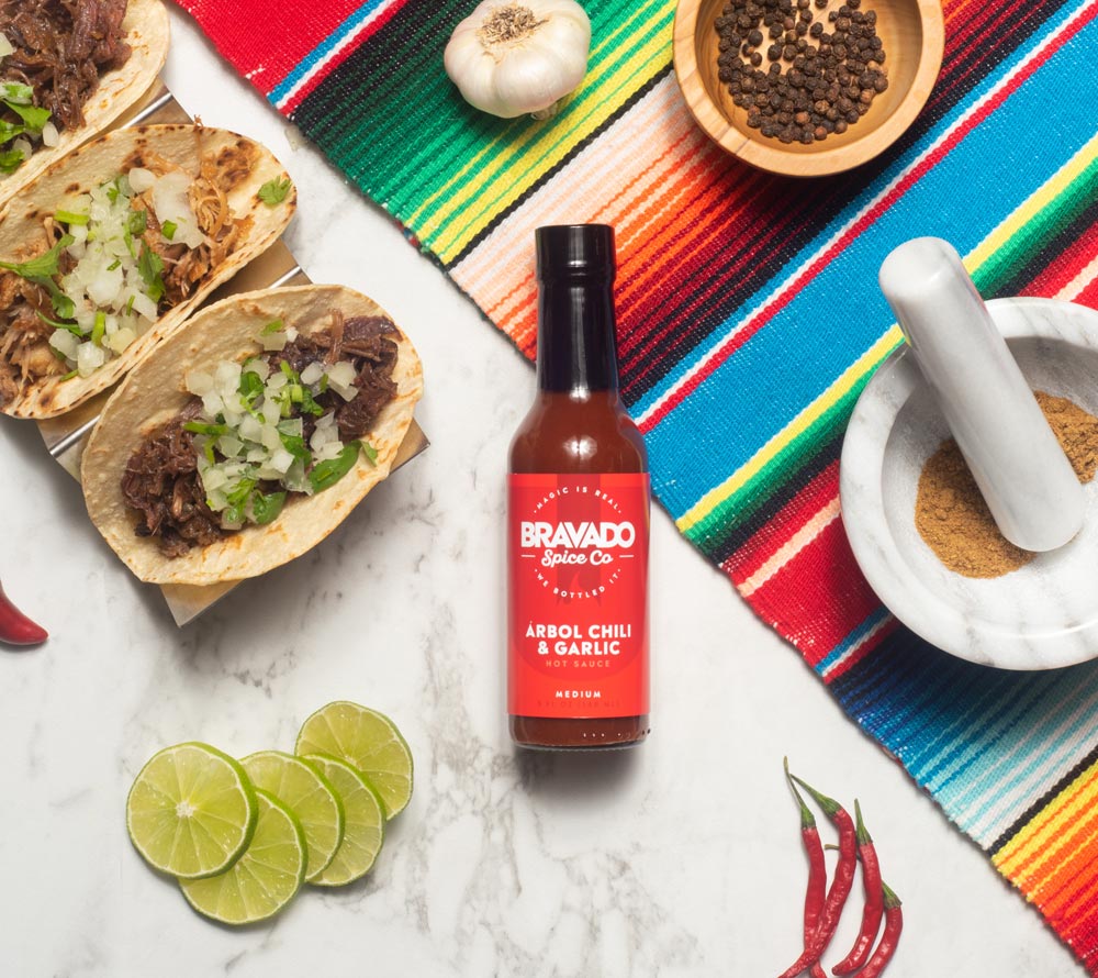 Arbol Chili & Garlic Hot Sauce ☆ Mit aromatischem Knoblauch und Chilis ☆ Scharfe Sauce von Bravado Spice Co.
