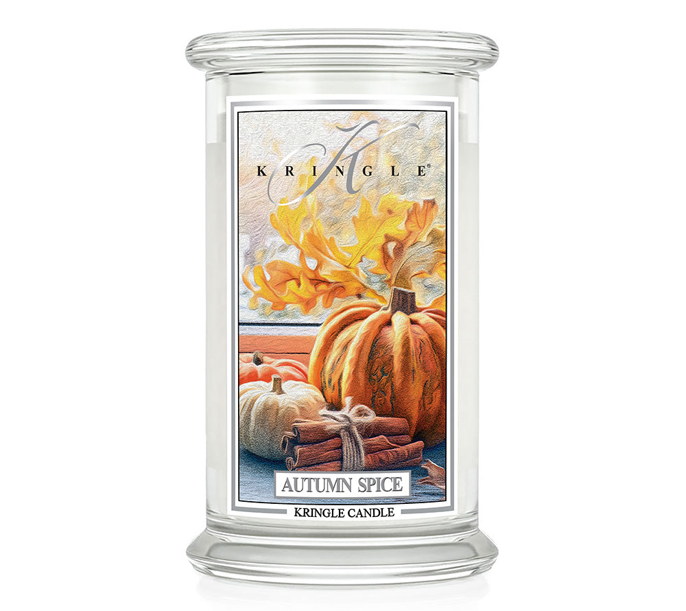 Große Classic Candle Autumn Spice (22 oz-Glas, 2-Docht) Autumn Spice ♥ Würziger Herbstduft von Kringle Candle ♥ Mit Zimt, Nelken, Muskat & Vanille ♥ Jetzt reinschnuppern