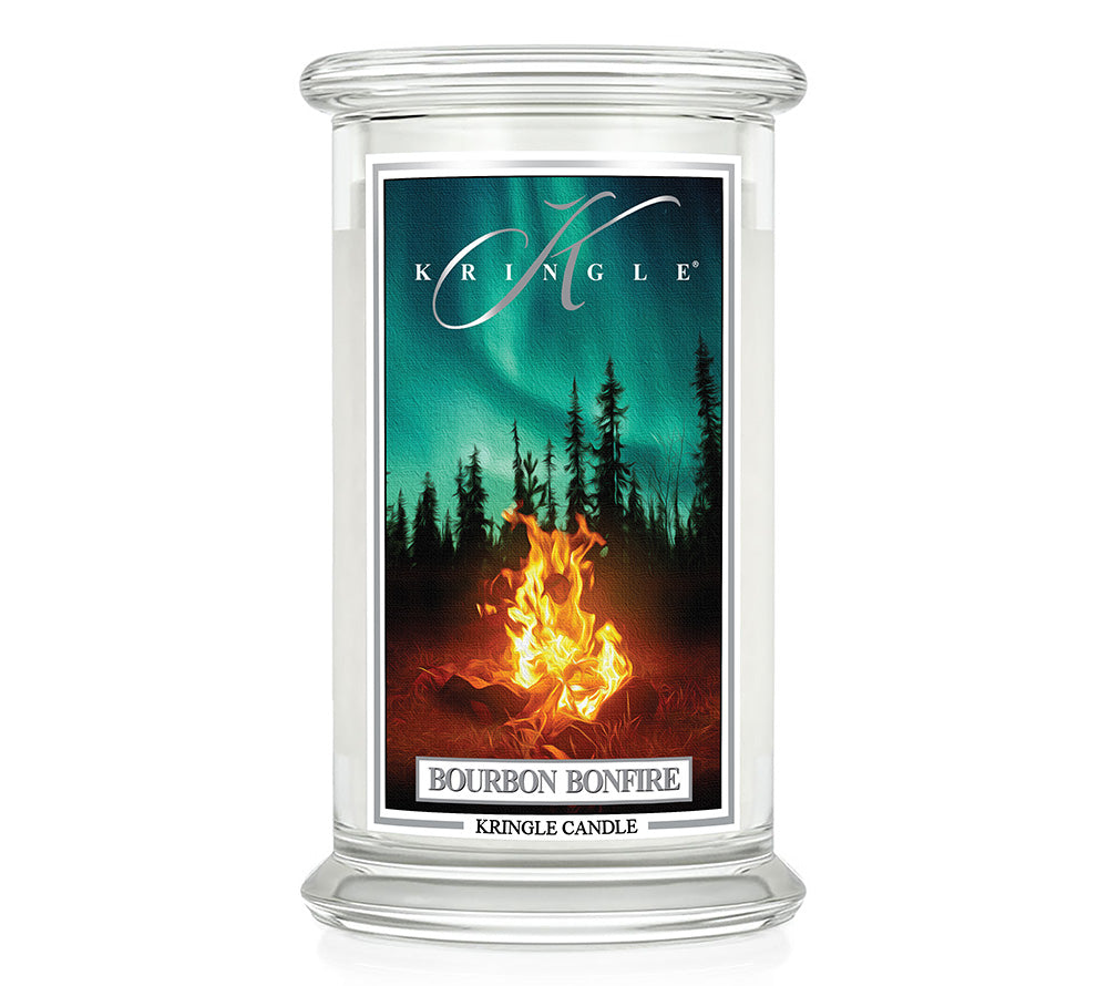 Große Classic Candle Bourbon Bonfire (22 oz-Glas, 2-Docht) Bourbon Bonfire ♥ Gemütlicher Herbstduft von Kringle Candle ♥ Mit Rum-, Whiskey- & Vanillearomen ♥ Jetzt reinschnuppern