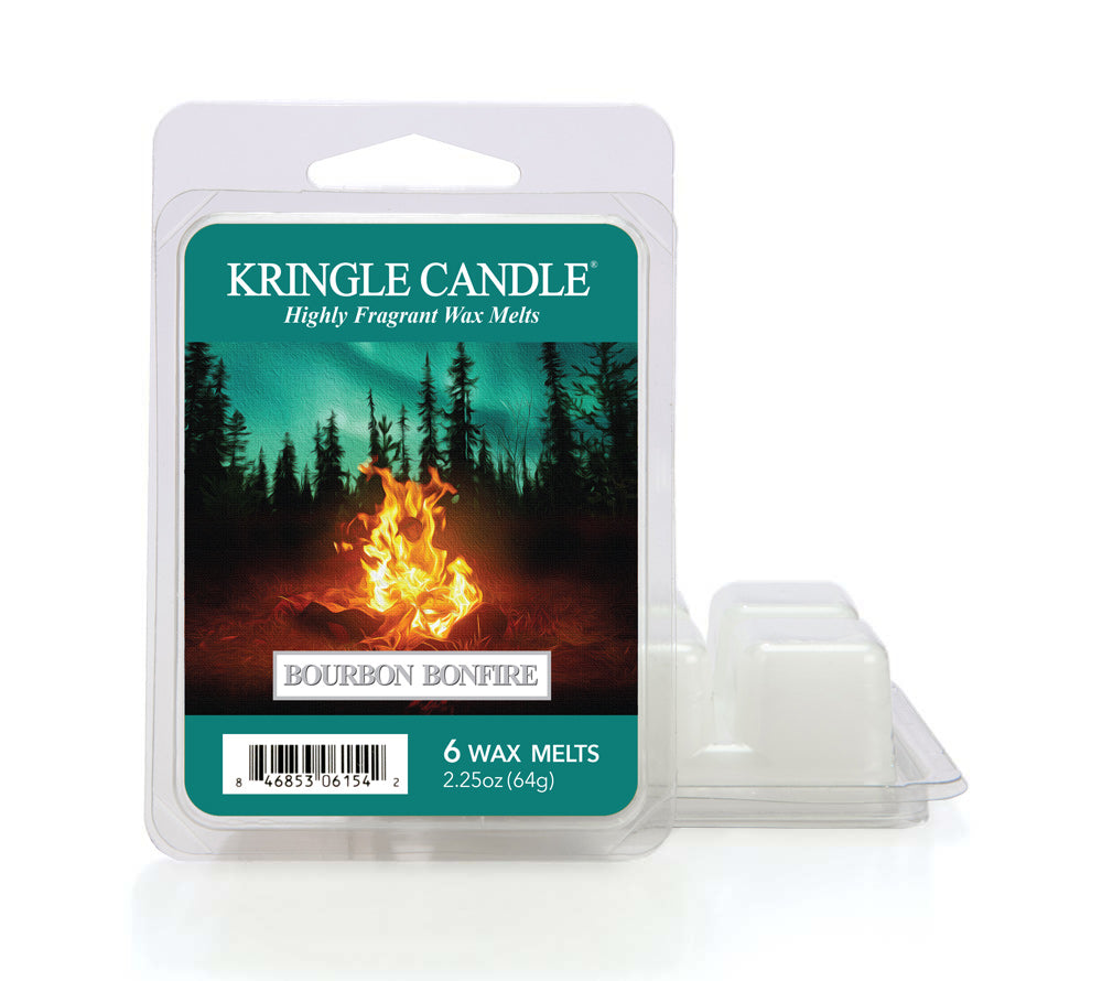 Wax Melts Bourbon Bonfire, 6er Pack Bourbon Bonfire ♥ Gemütlicher Herbstduft von Kringle Candle ♥ Mit Rum-, Whiskey- & Vanillearomen ♥ Jetzt reinschnuppern
