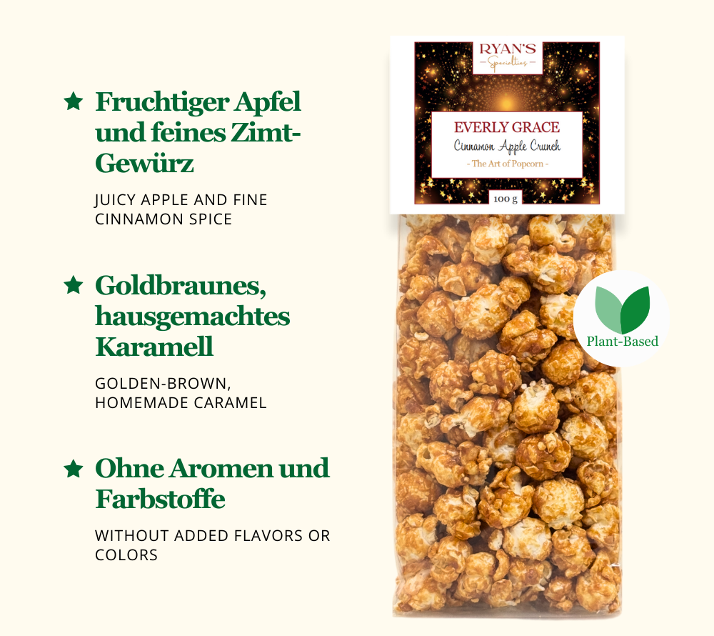 Everly Grace Popcorn - Cinnamon Apple Crunch kaufen ☆ Karamellpopcorn mit Apfel und köstlichen Gewürzen ☆ Mehr Sorten ☆ Jetzt probieren!