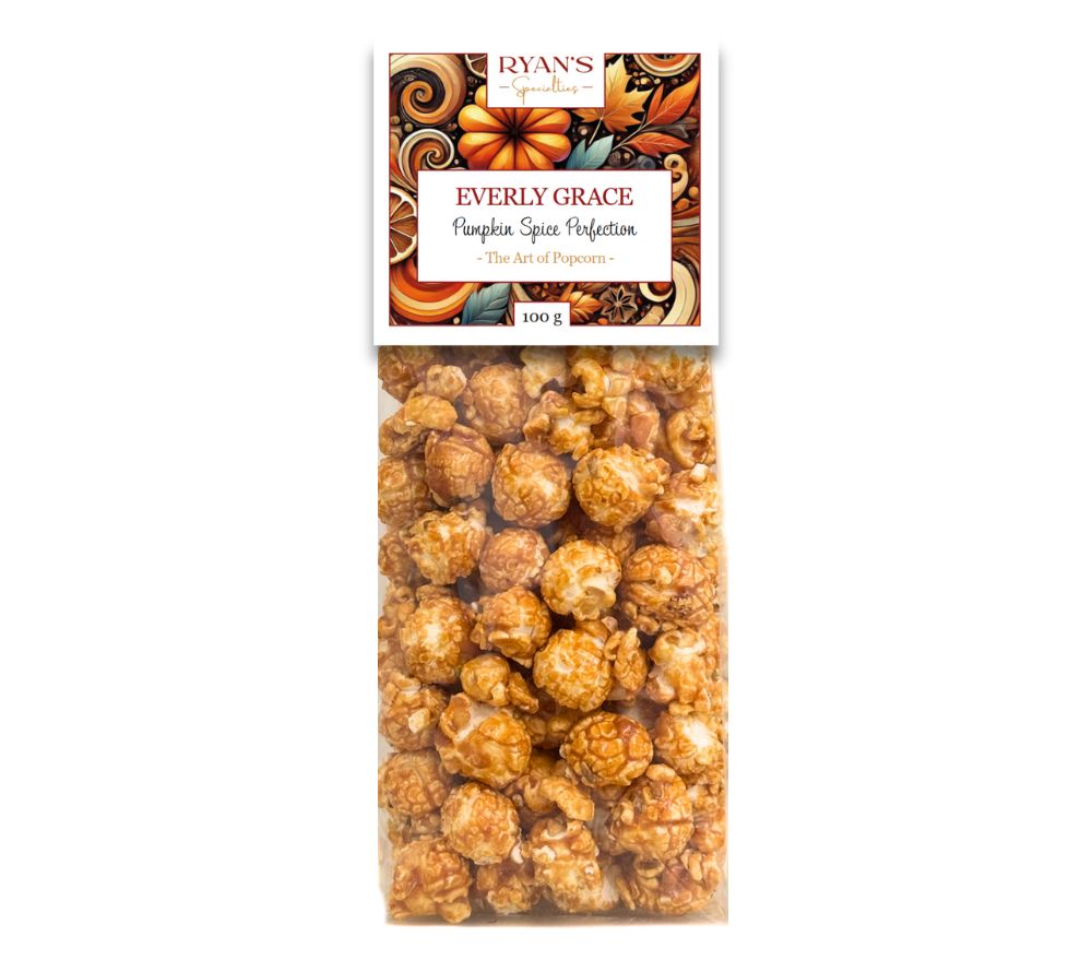 Everly Grace Popcorn - Pumpkin Spice Perfection kaufen ☆ Mit Karamell, Pumpkin Spice, Zimt und anderen herbstlichen Gewürzen ☆ Mehr Sorten ☆ Jetzt probieren!