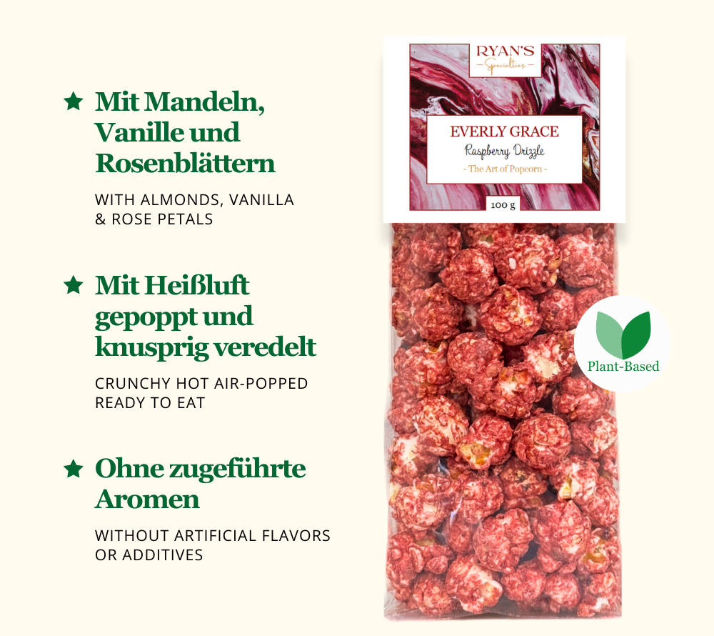 Everly Grace Popcorn - Raspberry Drizzle kaufen ☆ Himbeerpopcorn mit Acerolakirsche ☆ Ohne künstliche Farbstoffe und Aromen ☆ Jetzt probieren!