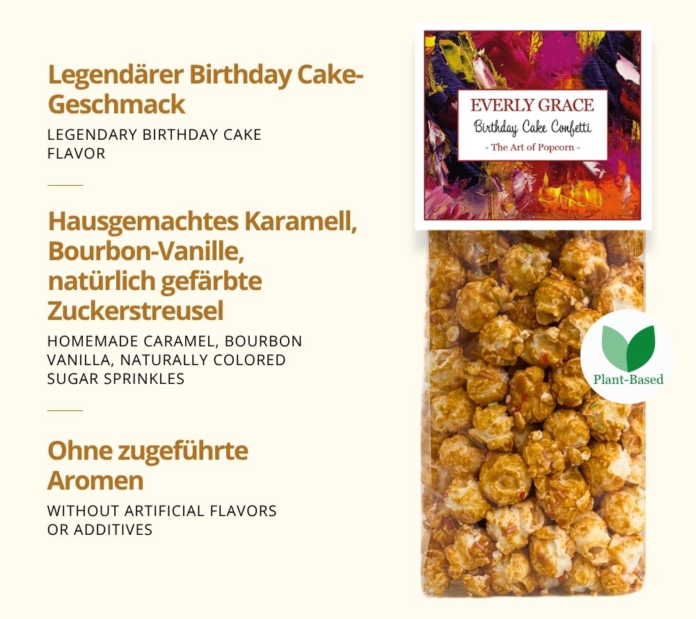 Everly Grace Popcorn Birthday Cake online kaufen – karamellig mit bunten Streuseln, ideal für Feiern