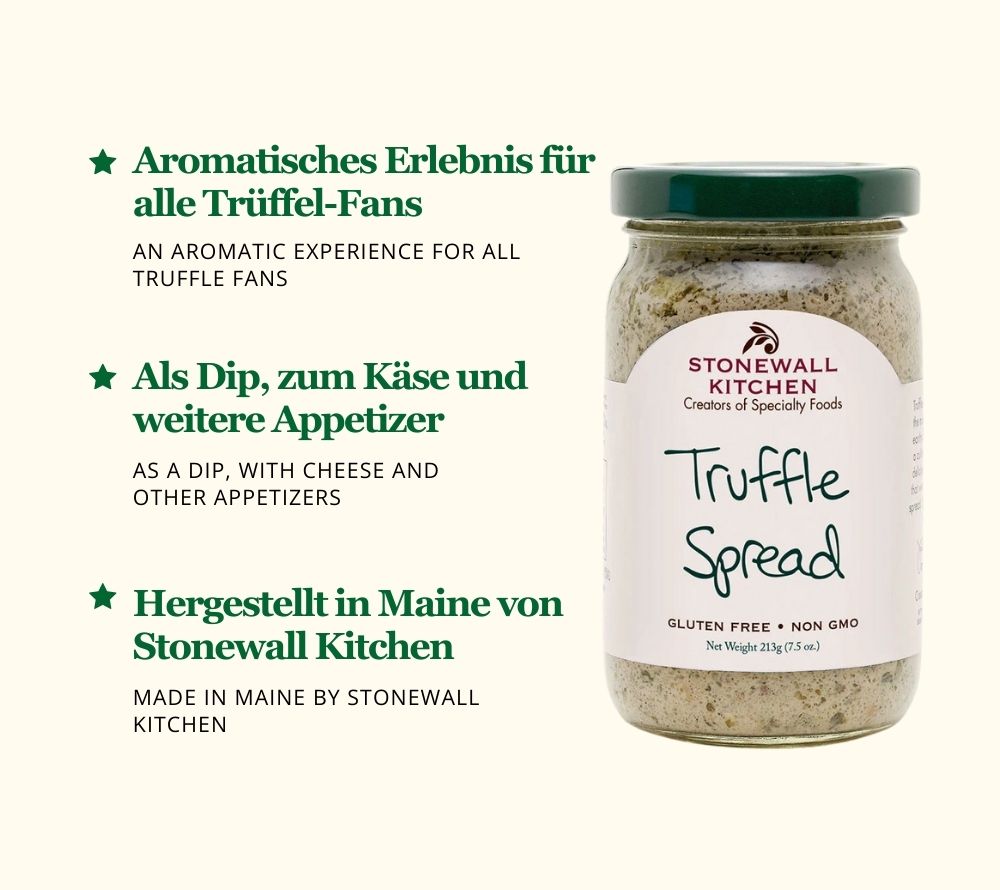 Truffle Spread von Stonewall Kitchen kaufen ☆ Exquisite Trüffelcreme mit Kräutern ☆ Für Käse, als Dip und andere Appetizer ☆ Jetzt probieren!
