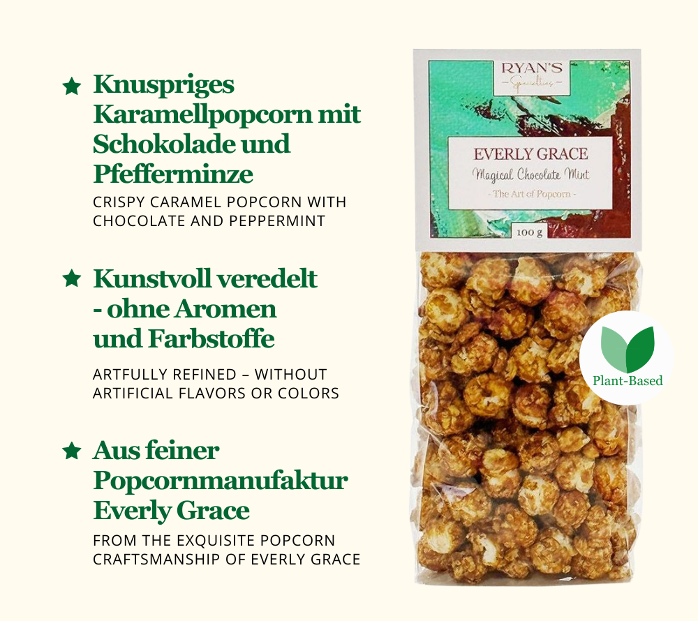 Everly Grace Popcorn Bag - Magical Chocolate Mint kaufen ☆ Mit Karamell, Schokolade und Pfefferminze ☆ Der perfekte Snack ☆ Mehr Sorten ☆ Jetzt probieren!