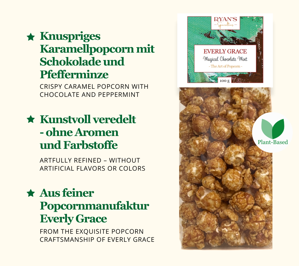 Everly Grace Popcorn Bag - Magical Chocolate Mint kaufen ☆ Mit Karamell, Schokolade und Pfefferminze ☆ Der perfekte Snack ☆ Mehr Sorten ☆ Jetzt probieren!