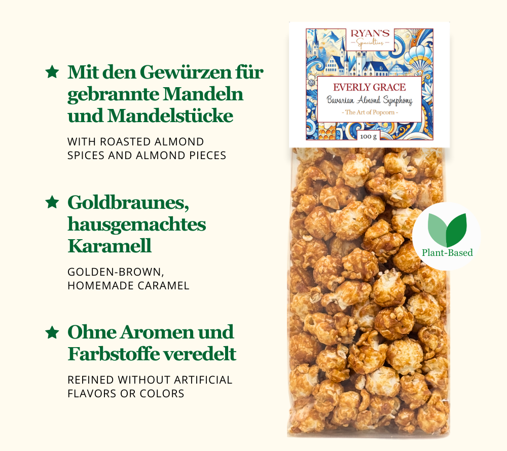 Everly Grace Popcorn - Bavarian Almond Symphony kaufen ☆ Bayerisches gebrannte Mandeln-Popcorn ☆ Mehr Sorten ☆ Jetzt probieren!