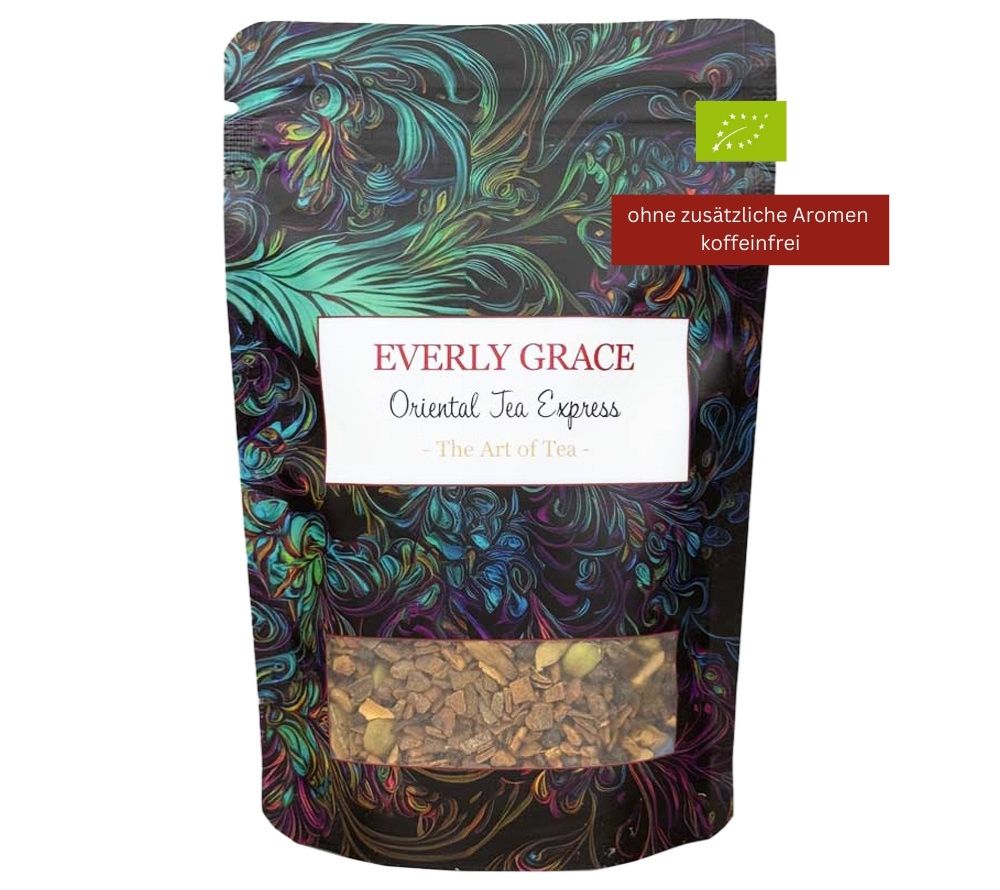 Everly Grace Oriental Tea Express Tee kaufen | koffeinfreier Bio-Tee ohne Aromen | Kräutertee mit Ingwer, Zimt und Kardamom | Eine verführerische Teemischung für luxuriöse Genussmomente!