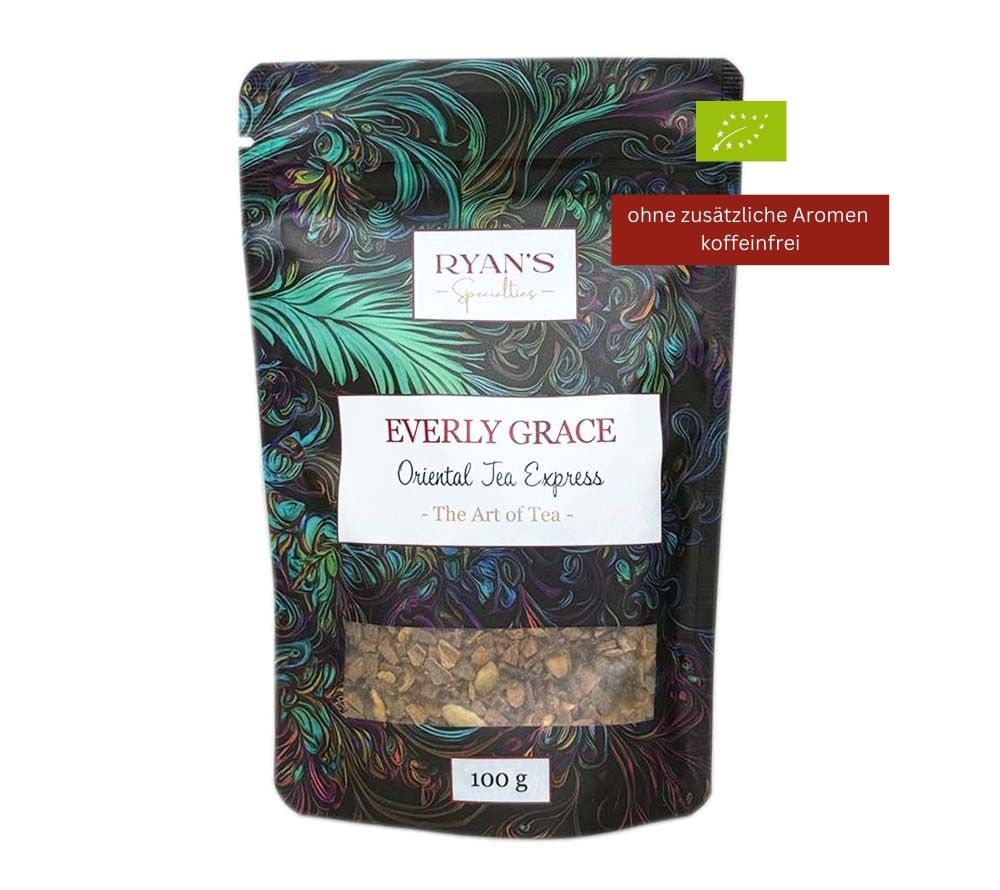 Everly Grace Oriental Tea Express Tee kaufen | koffeinfreier Bio-Tee ohne Aromen | Kräutertee mit Ingwer, Zimt und Kardamom | Eine verführerische Teemischung für luxuriöse Genussmomente!