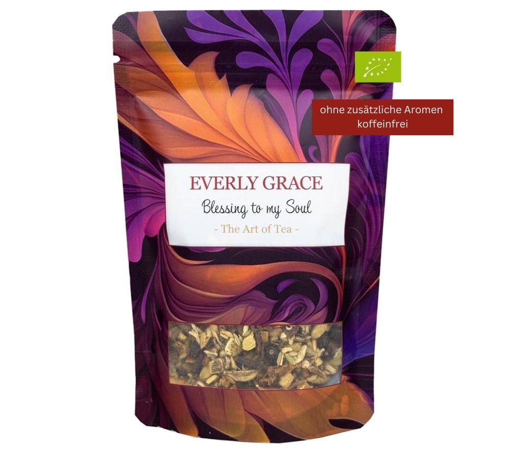 Everly Grace Blessing to my Soul Tee kaufen | koffeinfreier Bio-Tee ohne Aromen | Kräutertee mit ayurvedischen Kräutern | Eine verführerische Teemischung für luxuriöse Genussmomente!
