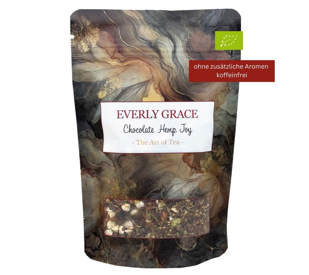 Everly Grace Tee Chocolate Hemp Joy kaufen | koffeinfreier Bio-Kräutertee ohne Aromen | Eine verführerische Teemischung für luxuriöse Genussmomente!