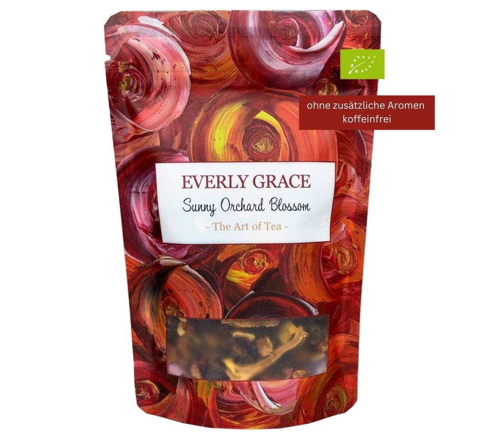 Everly Grace Sunny Orchard Blossom Tee kaufen | Bio-Früchtetee ohne Aromen | Mit Weinbeeren, Cranberries, Kürbis und Zimt | Eine verführerische Teemischung für luxuriöse Genussmomente!