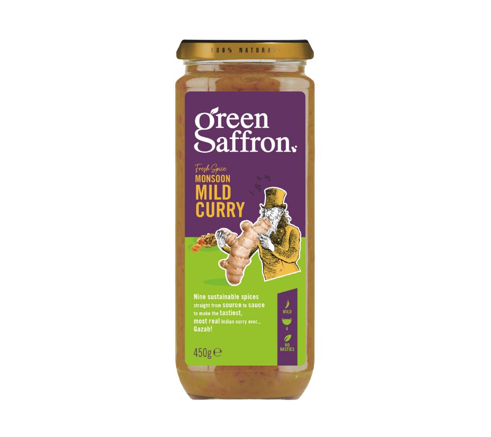 Milde Curry Sauce von Green Saffron kaufen ☆ Mit neun feinen indischen Gewürzen verfeinert ☆ 100 % natürlich, vegan & glutenfrei ☆ EU-weiter Versand