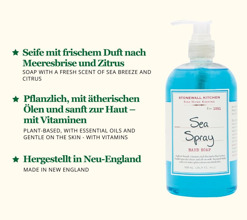 Frische Meeresbrise für die Hände ★ Sea Spray Hand Soap mit pflanzlicher Formel & Zitrusduft ★ Sanfte Reinigung mit ätherischen Ölen ★ Jetzt entdecken!