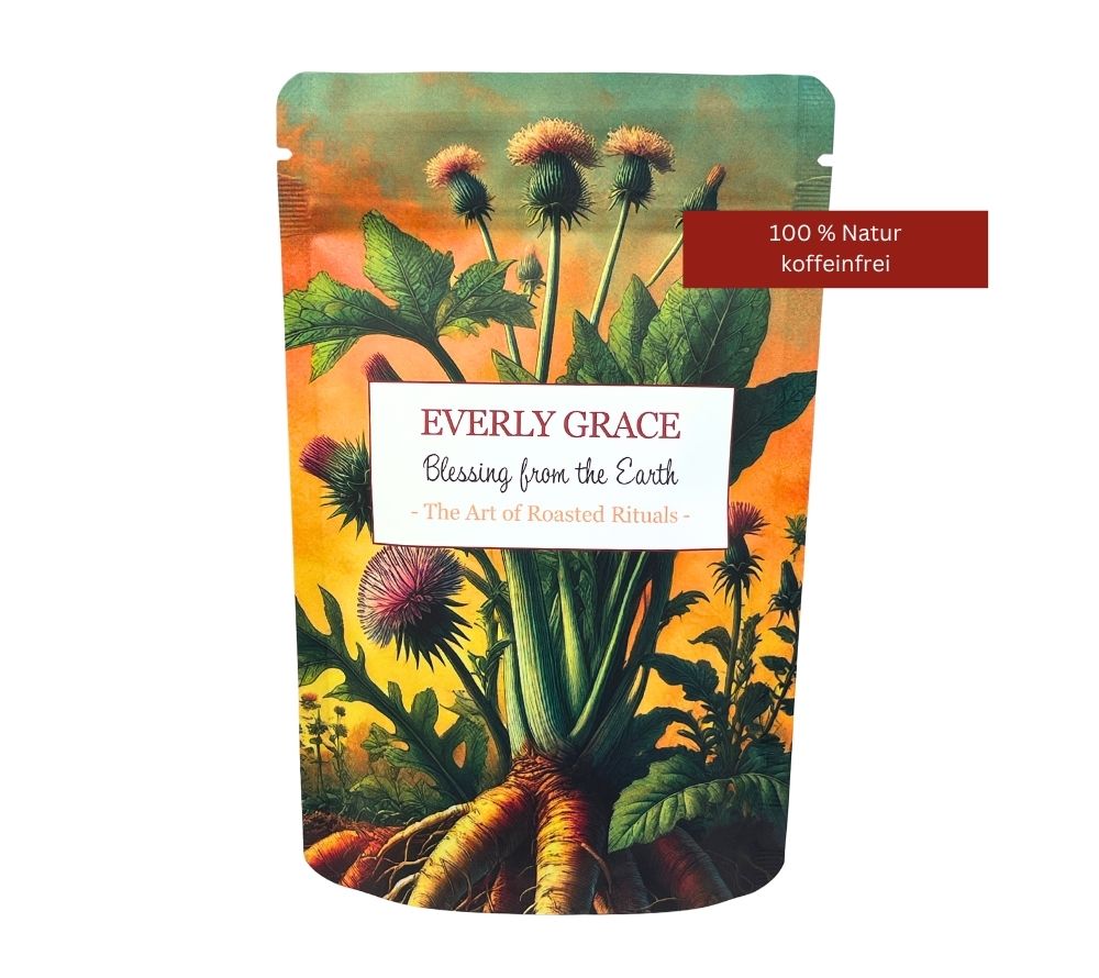 Blessing from the Earth von Everly Grace kaufen ☆ Naturkaffee aus Löwenzahn, Zichorienwurzel, Klettwurzel & Karamellgerstenmalz☆ Koffeinfrei ☆ Jetzt probieren!