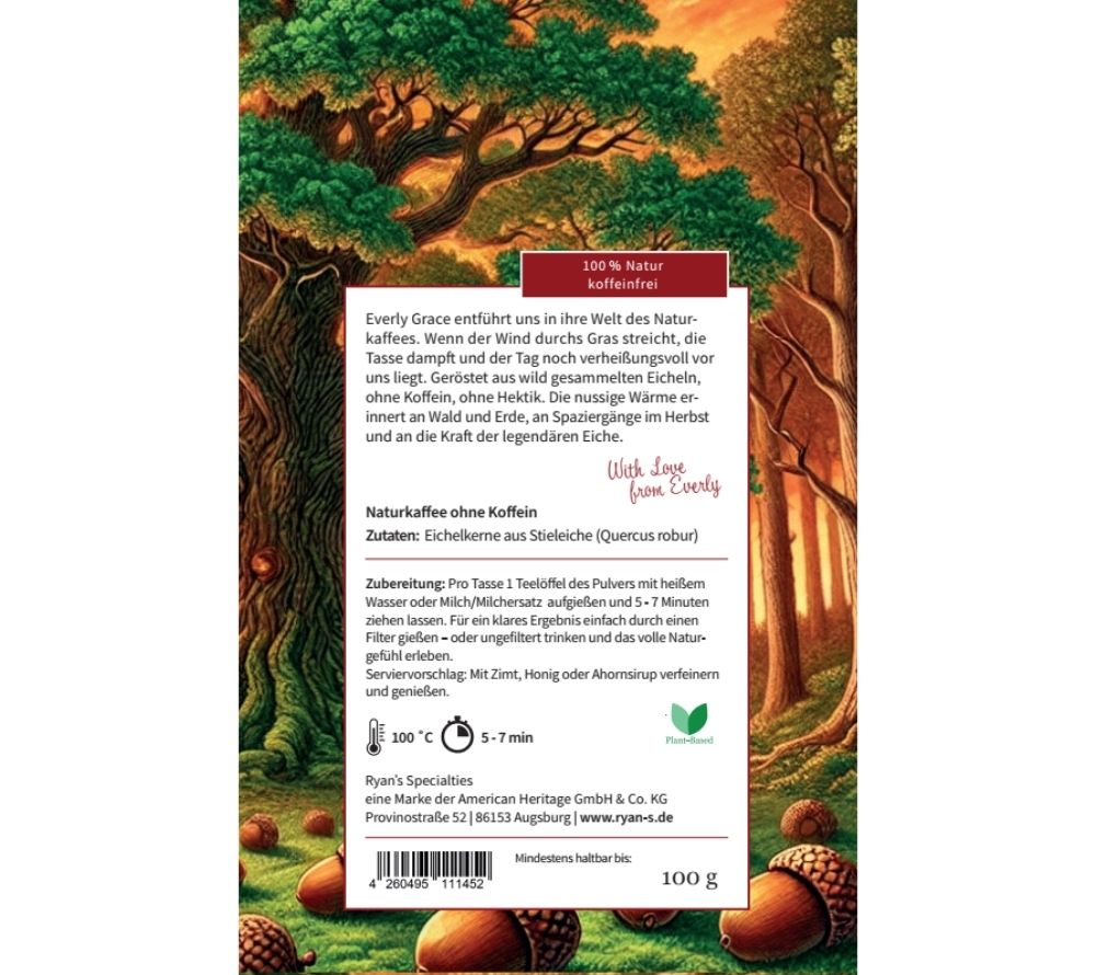 Acorn Forest Brew von Everly Grace kaufen ☆ Naturkaffee aus Eichelkernen☆ Koffeinfrei ☆ Jetzt probieren!