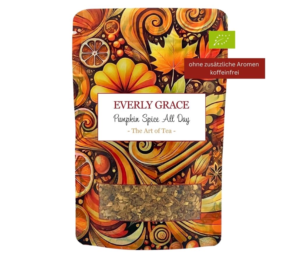 Pumpkin Spice All Day Tea ✓ Kürbis, Zimt, Muskat & Ingwer ✓ Koffeinfrei – ideal für jede Tageszeit  ✓  Europaweiter Versand ✓ Jetzt bestellen!
