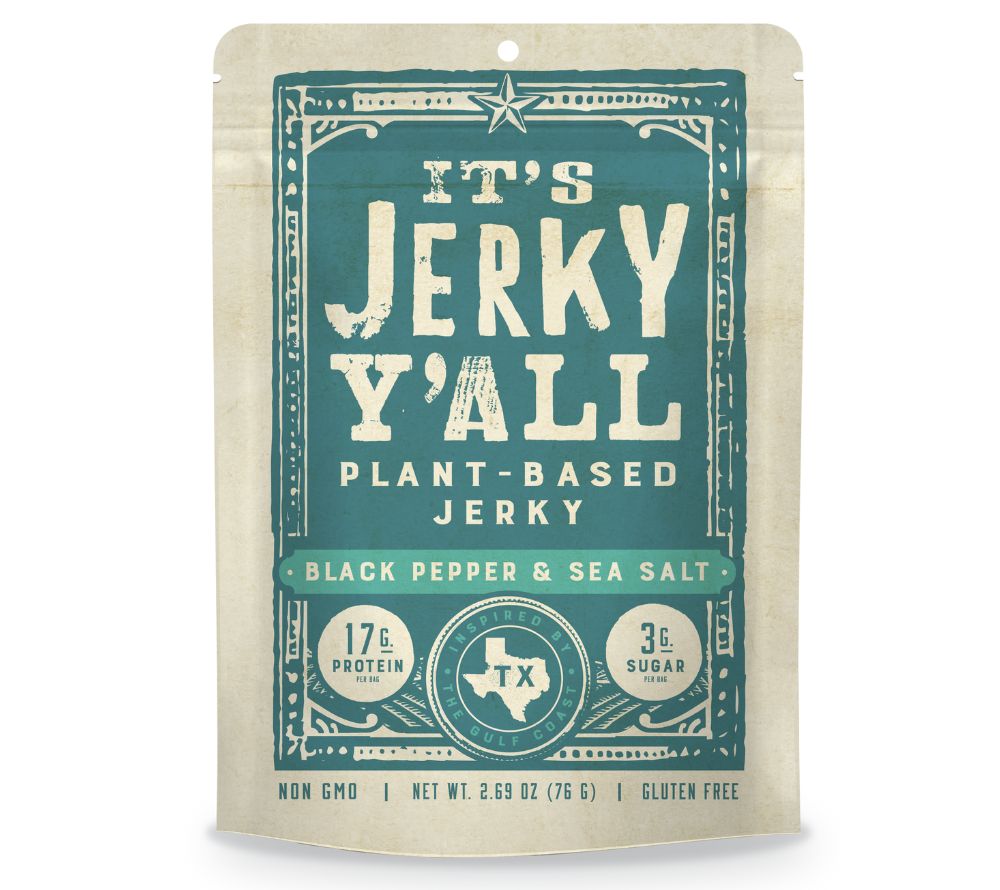 Black Pepper & Sea Salt Plant Based Jerky kaufen ☆ Rauchig-würziger veganer Snack ☆ Proteinreich & glutenfrei ☆ Perfekt für unterwegs oder Mahlzeiten ☆ Jetzt probieren!