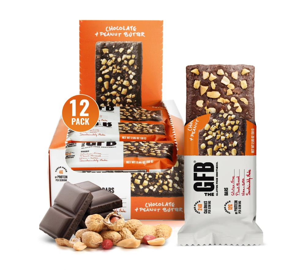 Chocolate Peanut Butter Bar von The Gluten Free Brothers bei American Heritage – vegan, proteinreich & glutenfrei. Der perfekte Snackgenuss.