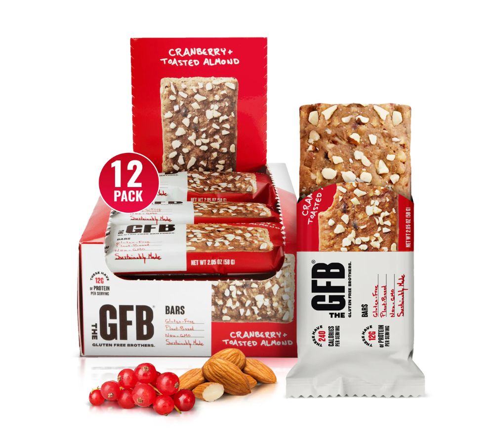 Cranberry Toasted Almond Bars von The Gluten Free Brothers bei American Heritage – vegan, glutenfrei & proteinreich. Fruchtig-nussiger Snackgenuss.