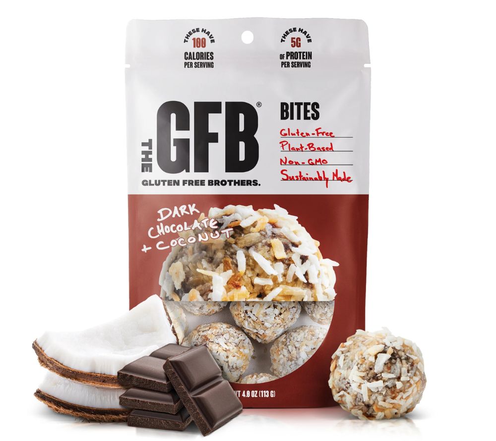 Dark Chocolate Coconut Bites von The Gluten Free Brothers bei American Heritage – vegan, glutenfrei & proteinreich. Perfekter Snackgenuss.
