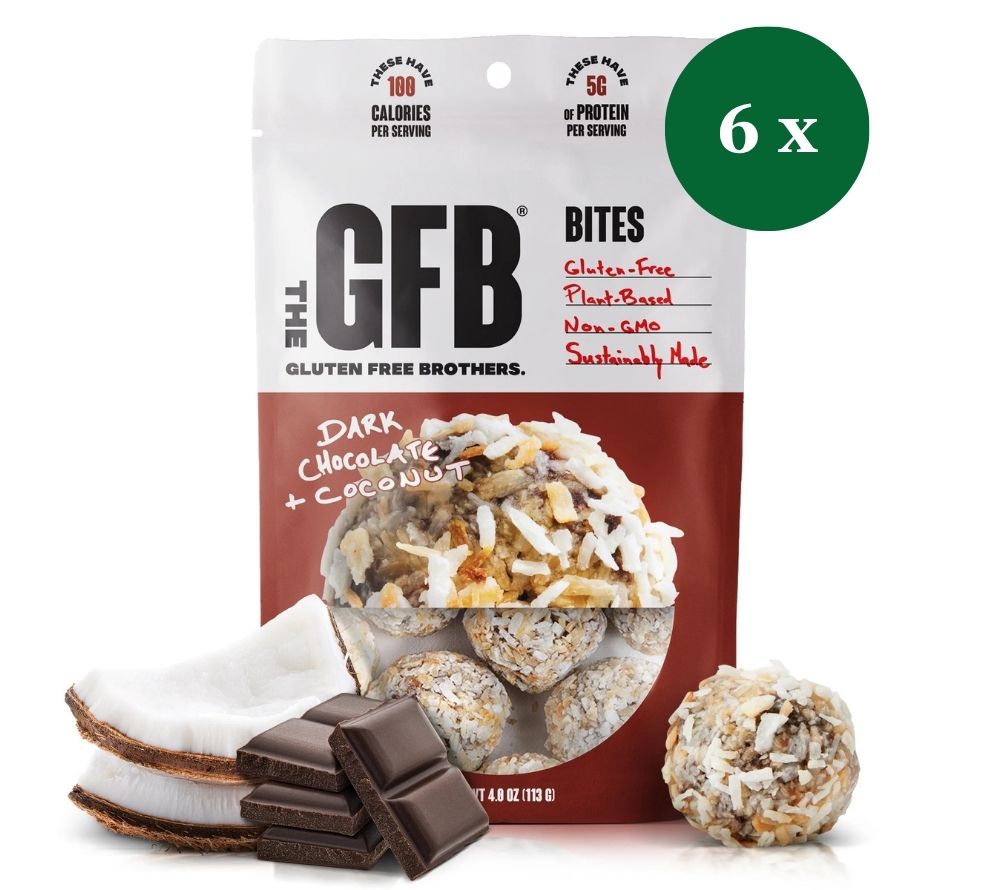 Dark Chocolate Coconut Bites von The Gluten Free Brothers bei American Heritage – vegan, glutenfrei & proteinreich. Perfekter Snackgenuss.
