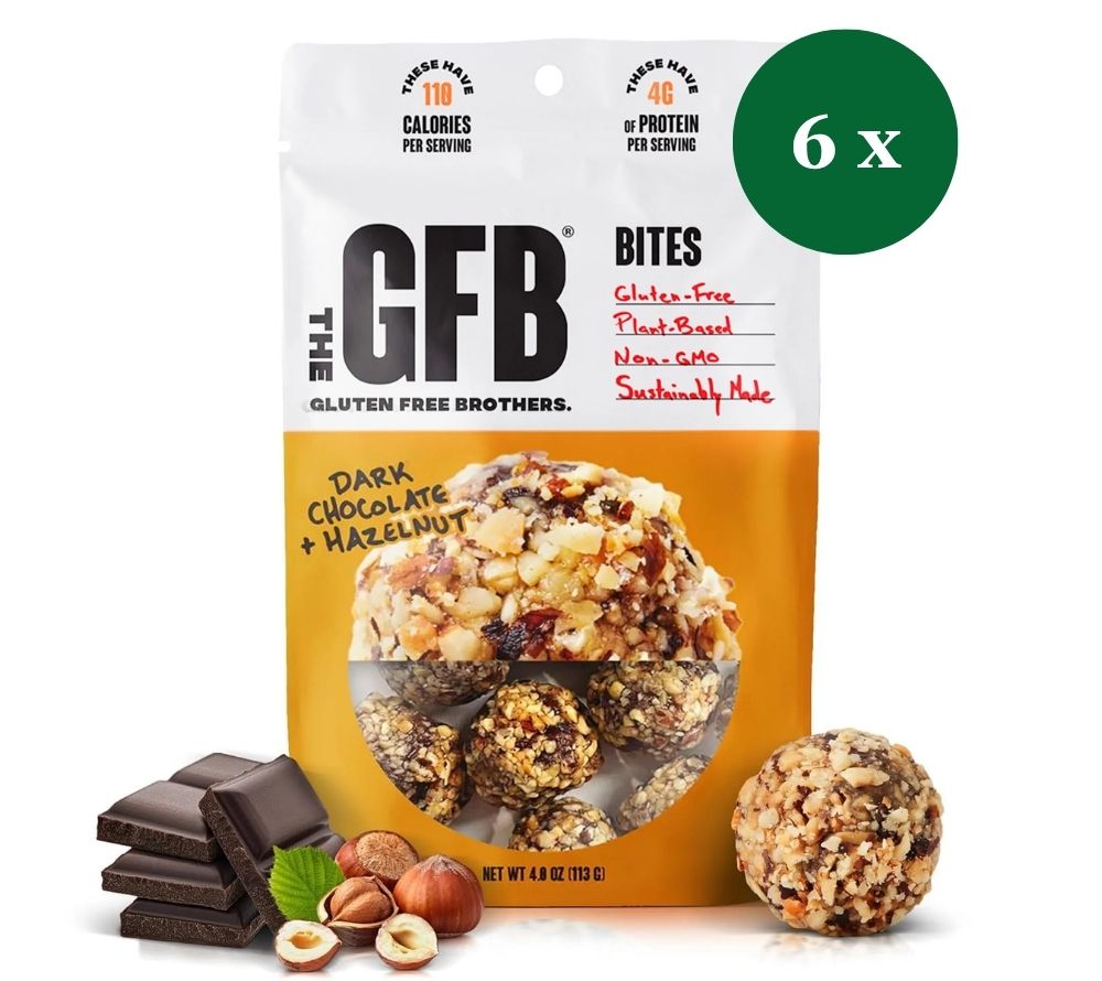Dark Chocolate Hazelnut Bites von The Gluten Free Brothers bei American Heritage – vegan, glutenfrei & proteinreich. Luxuriös nussiger Schoko-Snack.