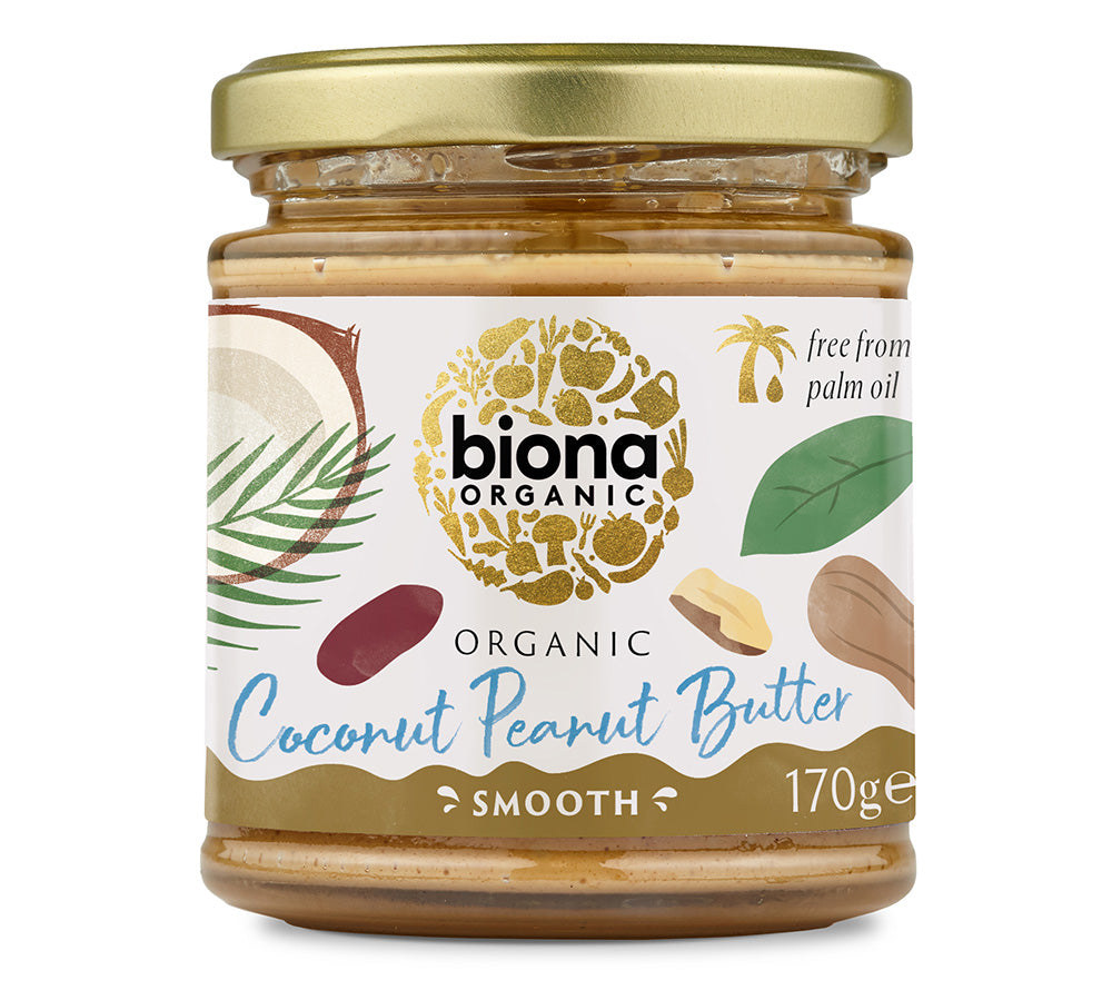 Erdnussbutter mit Kokus in Bioqualität von Biona ✚ Erdnussbutter ✚ geröstete Nüsse ✚ Große Auswahl ✚ Made in UK ✚ Weltweiter Versand